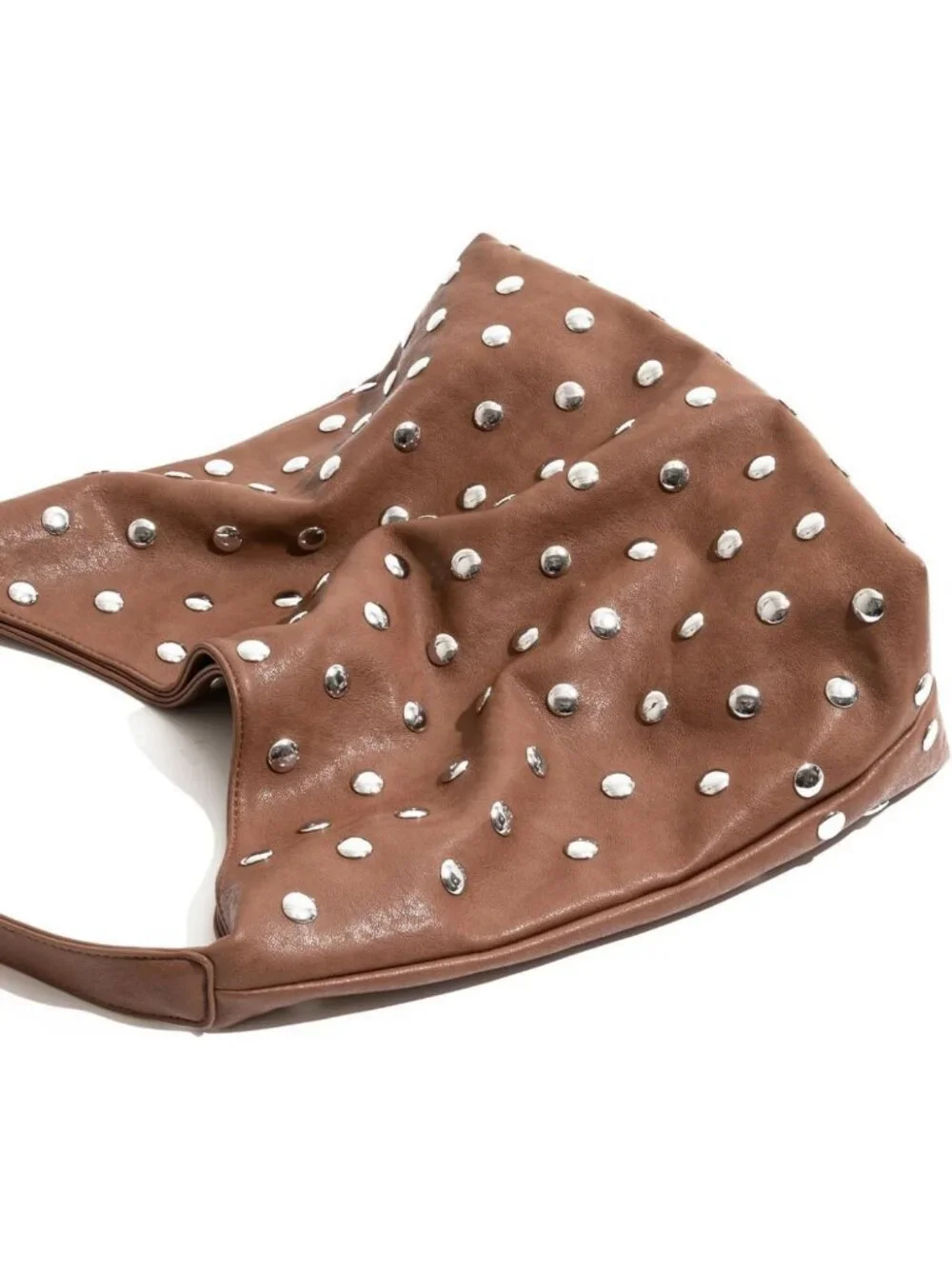 Edgy Vegan Leather Studded Tote Bag | Oversized Slouchy Hobo, Large Capacity